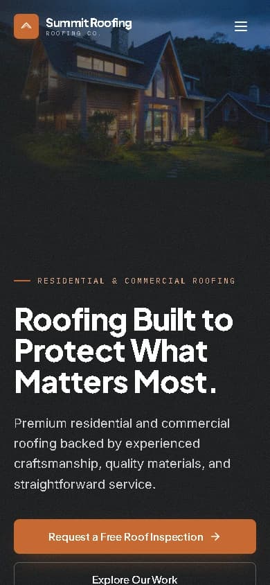 Summit Roofing Mobile Preview